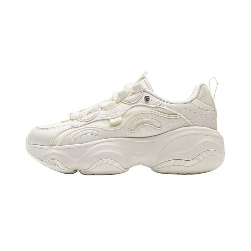 Li-Ning Li Ning Honey Abrasion Resistant Coverage Height Increasing Low top Chunky Sneakers Women's Champagne White