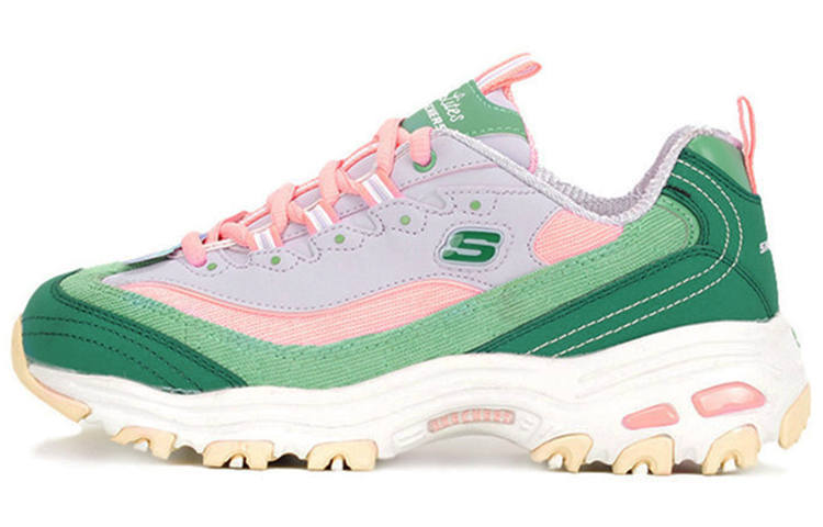Skechers D'Lites 1.0 Chunky Shoes Green/Pink Women's