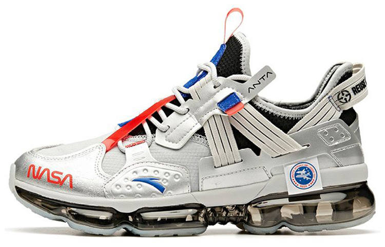 ANTA NASA x Anta SEED Comfortable Cushioning Slip Resistant Abrasion Resistant Low top Running Shoes Men's Silver White