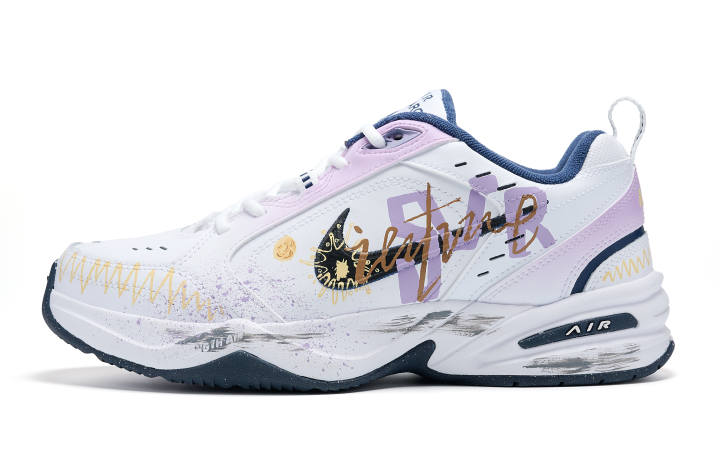 Nike Nike Air Monarch 4 Slip Resistant, Abrasion Resistant, Height Increasing Low top Chunky Sneakers Unisex White Purple