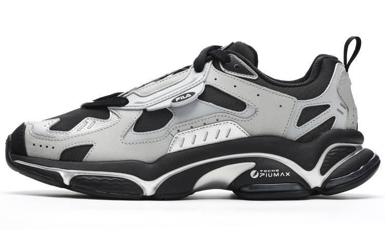 FILA FUSION Rjv D Fabric Low top Casual Running Shoes Men's Silver Gray Black