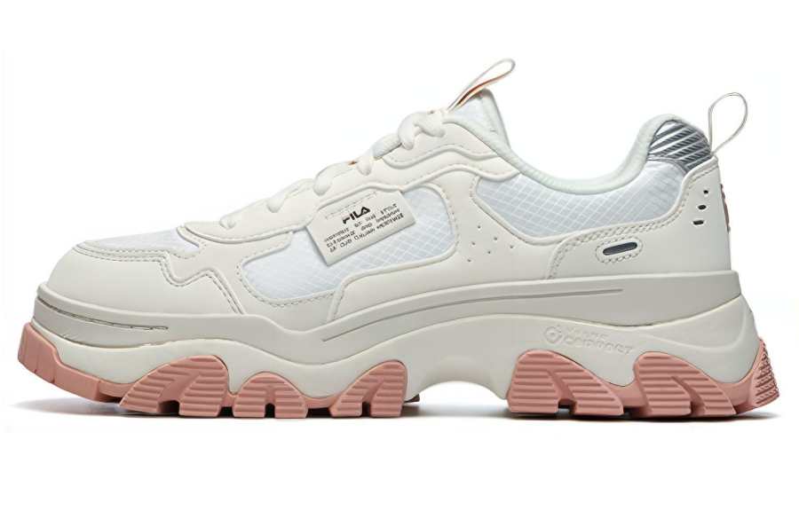 FILA HIKE Textile, Synthetic Leather Low top Chunky Sneakers Women's Pink White