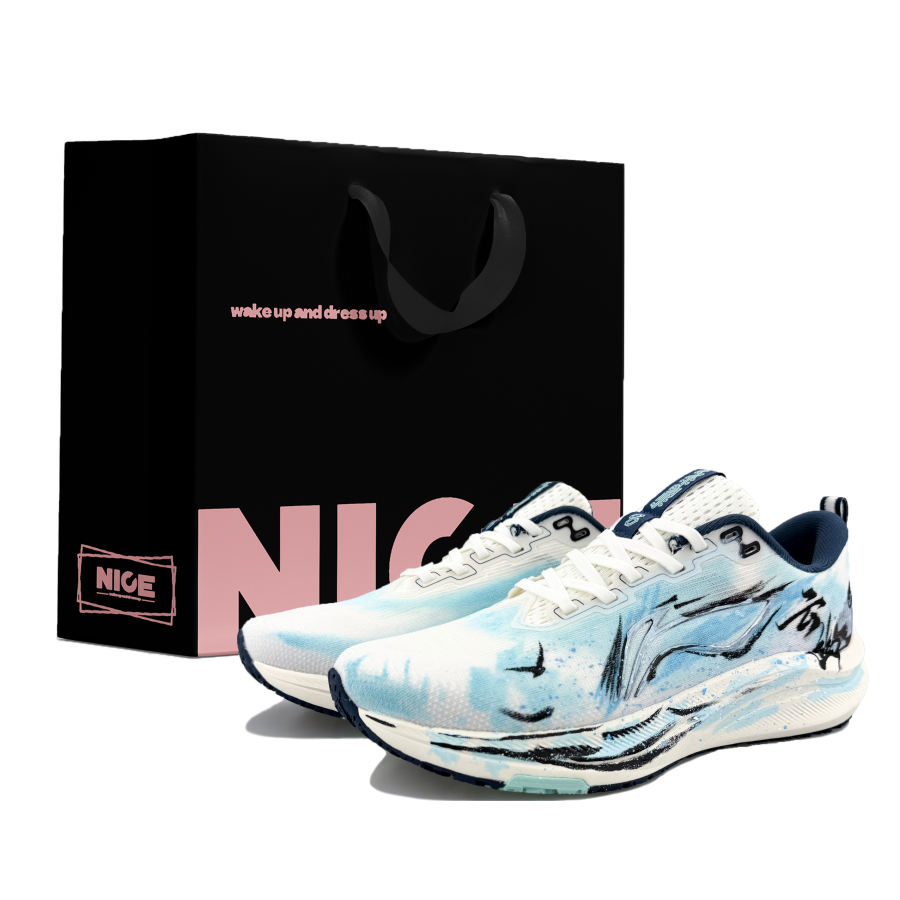 Li-Ning Li Ning Red Hare 8 Slip Resistant Abrasion Resistant Low top Casual Marathon Running Shoes Men's Blue White
