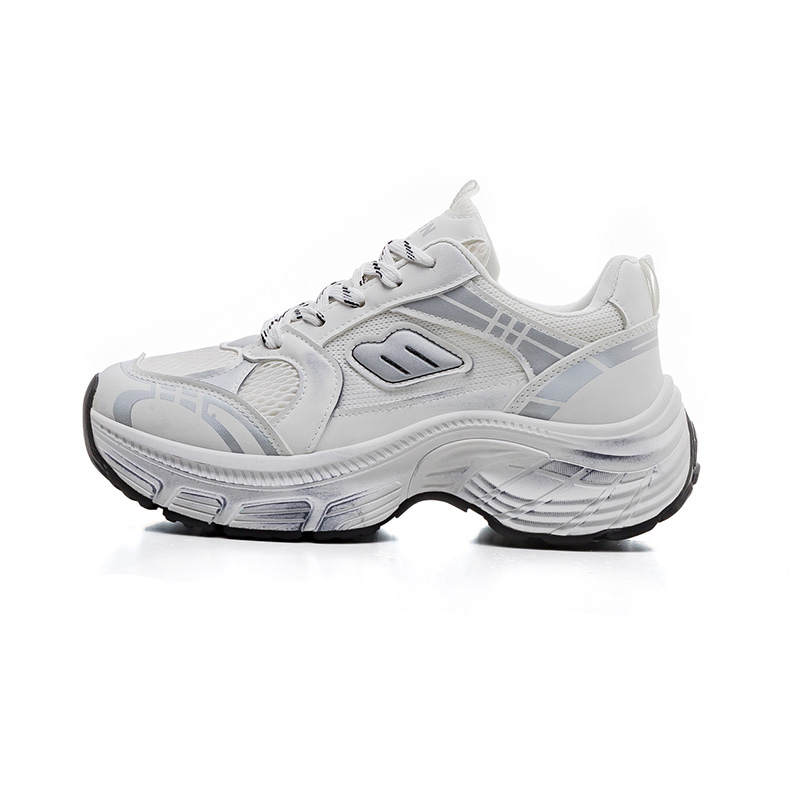 RENBEN Breathable Low top Chunky Sneakers Women's White Gray