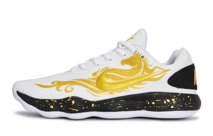 Nike Nike Hyperdunk 2017 811 Manufacturing, Fiery Gold Low top Basketball Shoes Men's Black White Gold