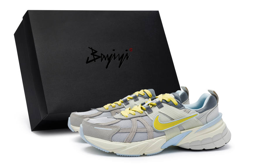 Nike Nike V2K Run Slip Resistant Lightweight Low top Running Shoes Women's Gray Blue White Yellow