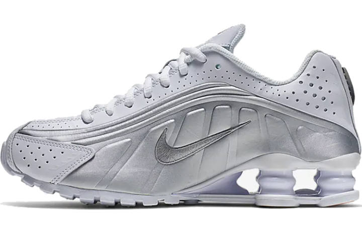 Nike Nike Shox R4 Comfortable Slip Resistant Lightweight Non slip Lightweight Low top Marathon Running Shoes Women's White