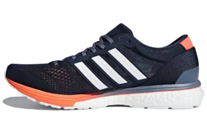 Adidas Adidas Adizero Boston 6 Comfortable Mesh, Textile Breathable Low top Running Shoes Men's Blue Orange