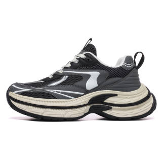 CEDAR HAN Breathable Lightweight Breathable And Lightweight Low top Chunky Sneakers Men's Black Beige