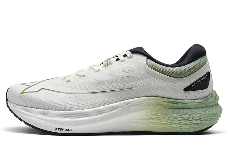 XTEP Comfortable Slip Resistant Abrasion Resistant Low top Running Shoes Men's Sail White/Mountain Green
