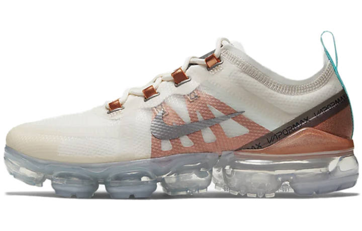 Nike Nike VaporMax 2019 Cushioning Low top Running Shoes Women's White Gold Air Cushion