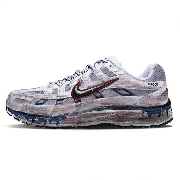 Nike Nike P 6000 Cushioning Abrasion Resistant Cushioning, Wear Resistant Low top Running Shoes Men's Red White