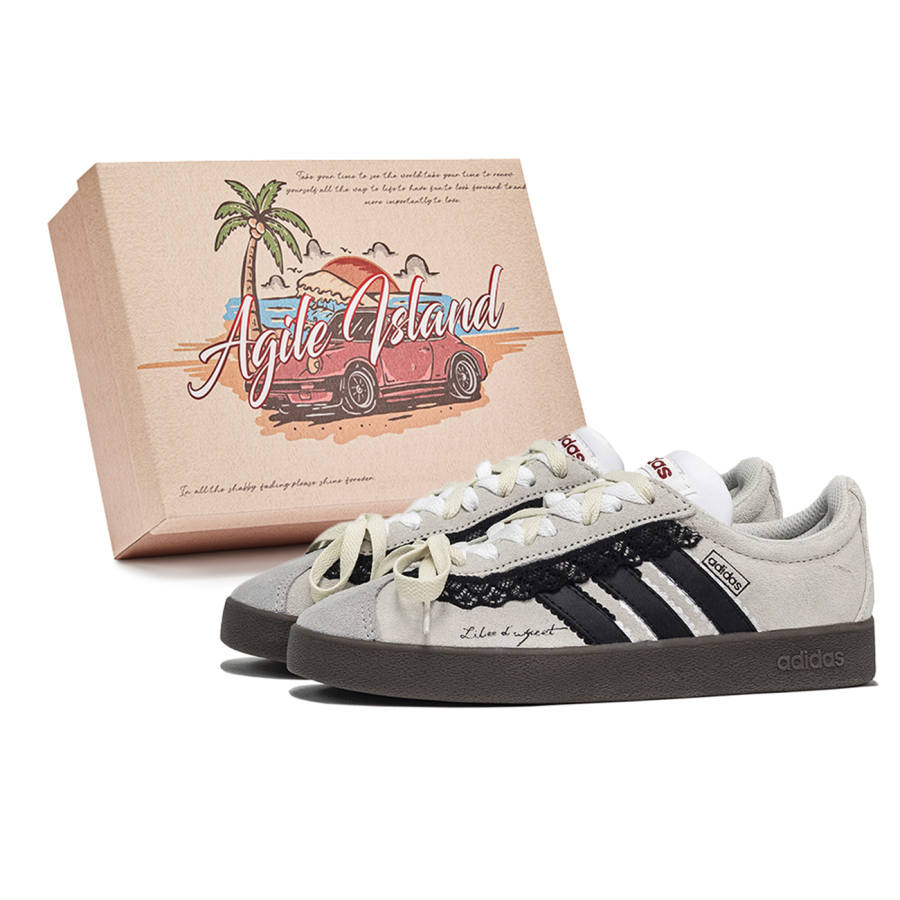 Adidas Adidas VL COURT 2.0 Dreamy Ballet Abrasion Resistant Abrasion Resistant Low top Skateboard Shoes Unisex Brown Gray