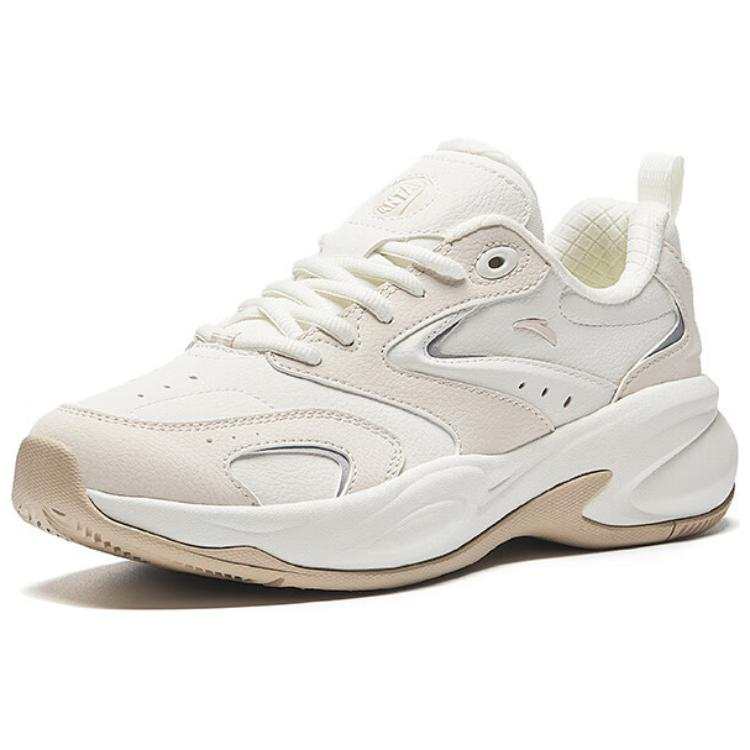 Anta Synthetic Leather Slip Resistant Abrasion Resistant Low top Running Shoes Women's White Gray