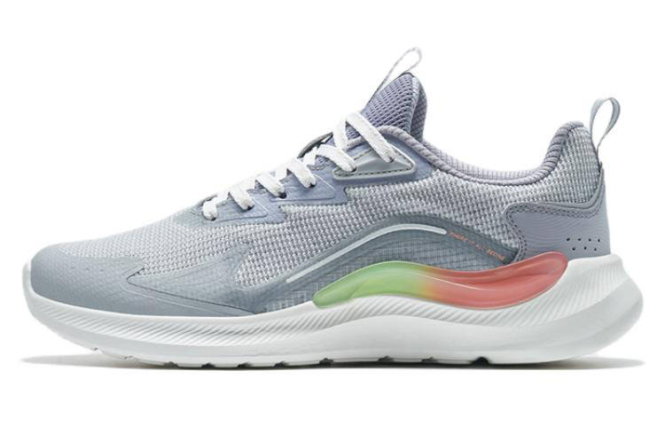 XTEP Textile, Synthetic Leather Cushioning Slip Resistant Abrasion Resistant Low top Running Shoes Men's Gray White