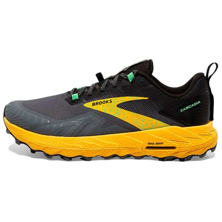 Brooks CASCADIA 17 Comfortable Slip Resistant Abrasion Resistant Low top Trail Running Shoes Men's Yellow Gray