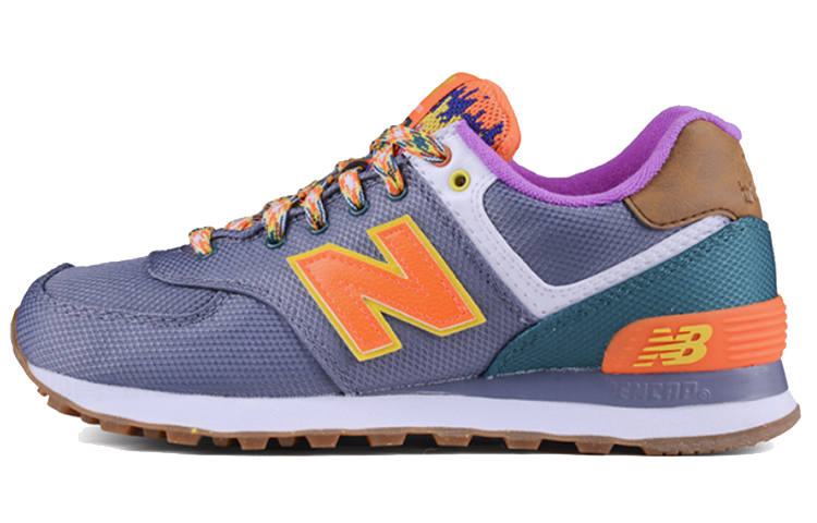 New Balance New Balance NB 574 Textile, Synthetic Leather Low top Casual Running Shoes Women's Gray Orange