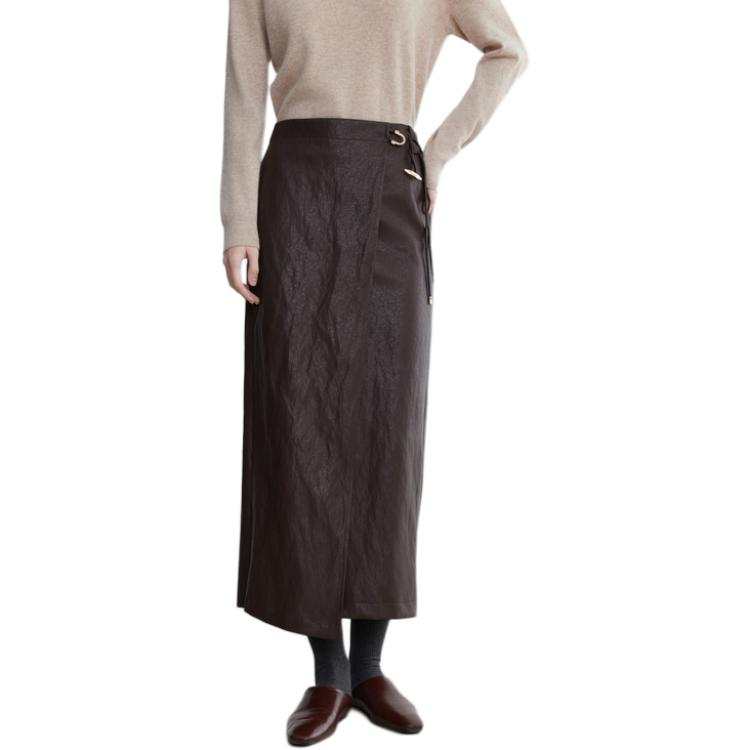 ELLE ELLE Leather Long Skirt Women's