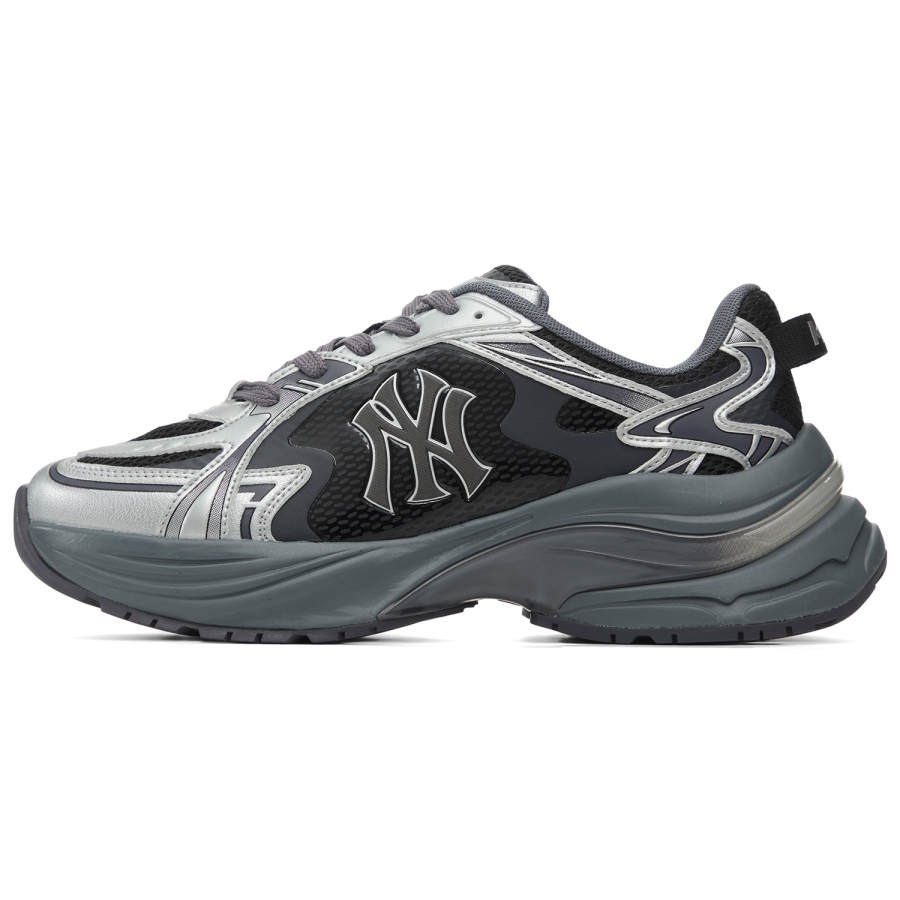 MLB New York Yankees Fabric Breathable Height Increasing Low top Running Shoes Unisex Silver Black