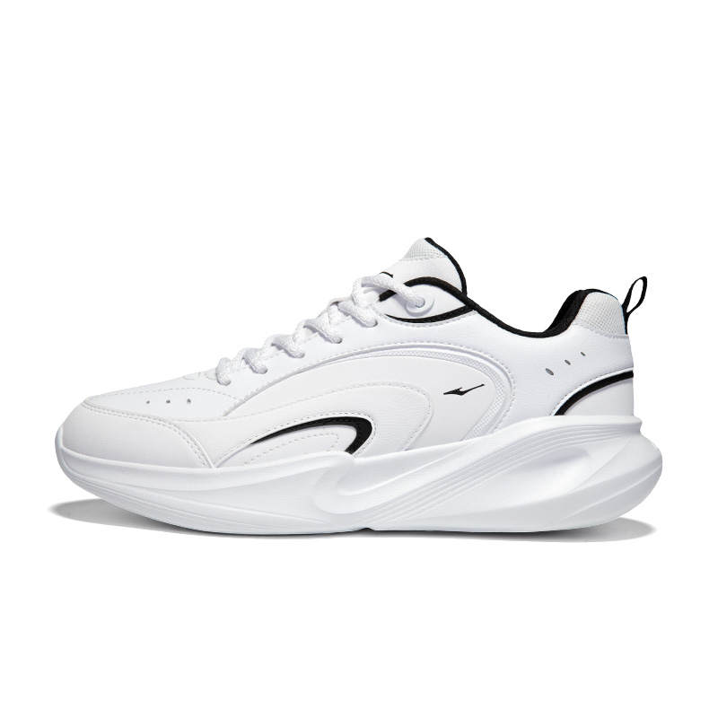 Erke Cushioning, Wear Resistant Low top Casual Running Shoes Men's Erke White Black