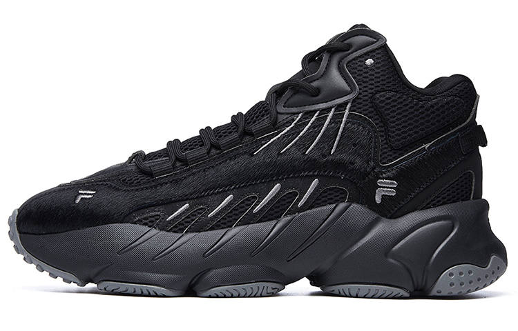FILA ADE Textile, Synthetic Leather Cushioning, Wear Resistant Mid top Running Shoes Men's Black