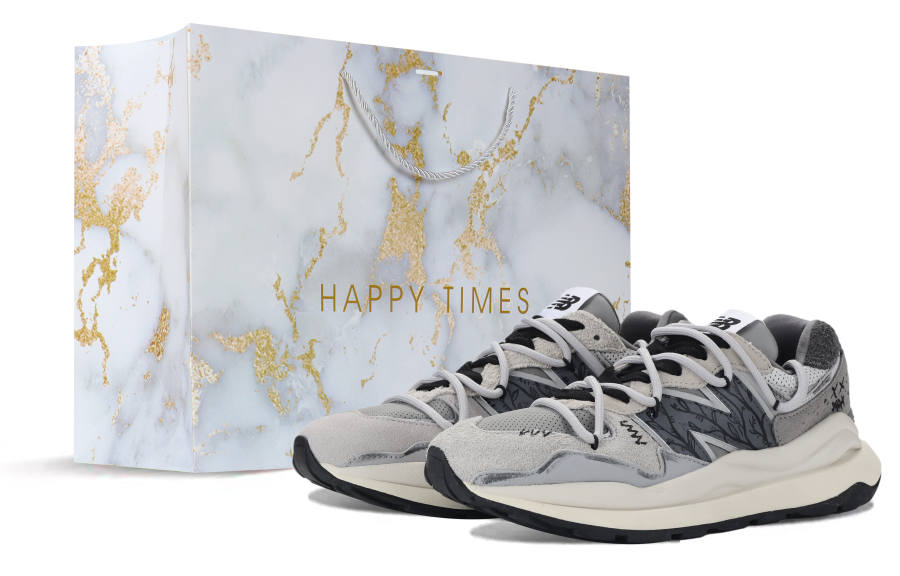 New Balance New Balance NB 574+ Cushioning Slip Resistant Breathable Low top Casual Running Shoes Unisex Gray White