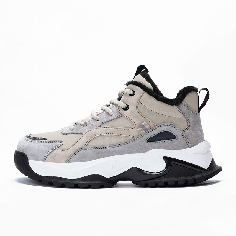 JEEP SPIRIT Abrasion Resistant Waterproof And Breathable Thermal Height Increasing Outdoor Shoes Men's Climbing Gray