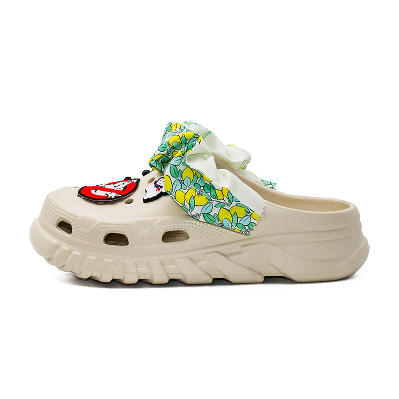 OUBT Street Hip Hop Style, Lightning Reggae, Lemon Flower Fabric Clogs Unisex