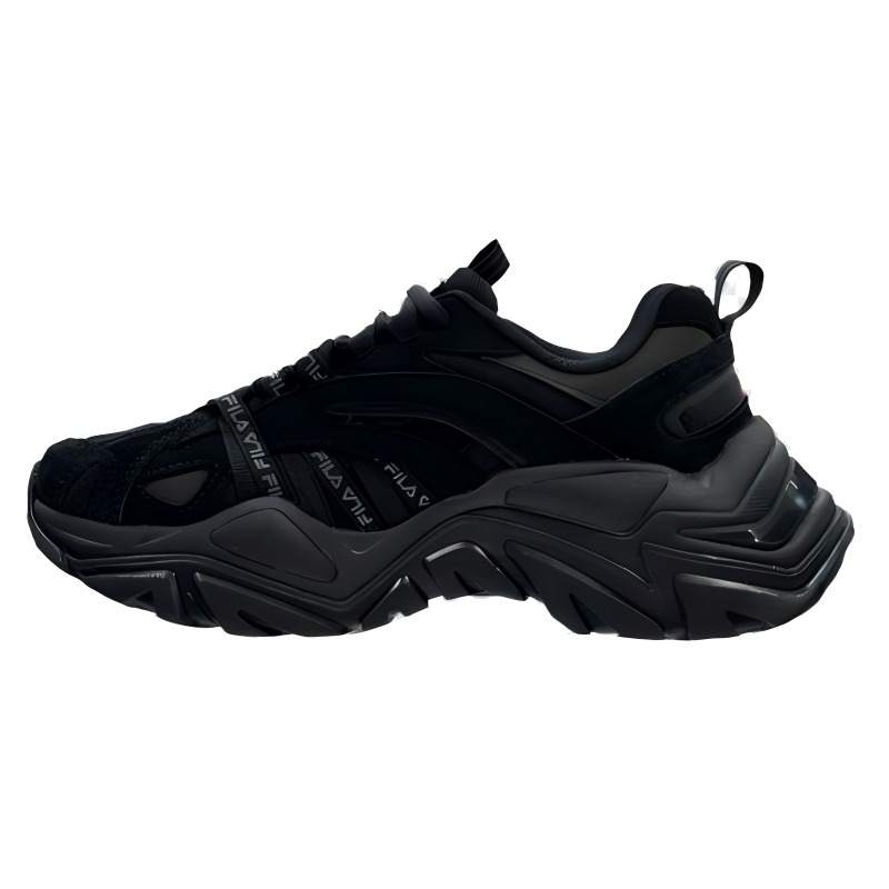 FILA Leather Low top Casual Running Shoes Unisex Black