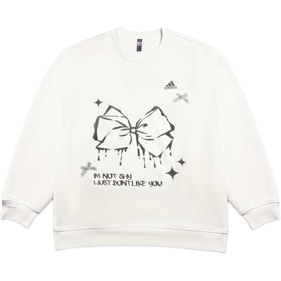 Adidas Adidas LABEL Embroidery Bowknot Individual Street Arts Fleece Lined Crew Neck Pullover Sweatshirt Unisex