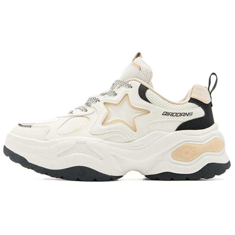 QIAODAN Elf Bunny V Slip Resistant Thermal Slip Resistant Thermal Low top Chunky Sneakers Women's White Beige Black