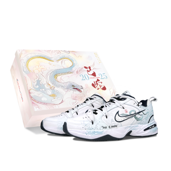 Nike Nike Air Monarch 4 Colored Glaze Serpent Slip Resistant Low top Chunky Sneakers Unisex Light Cyan