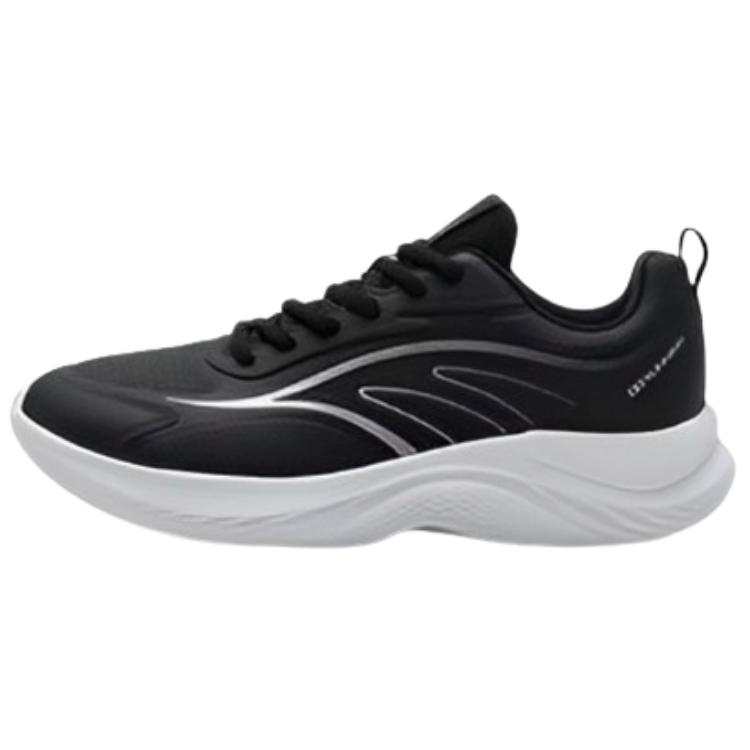 QIAODAN Leather Low top Running Shoes Men's Black Silver