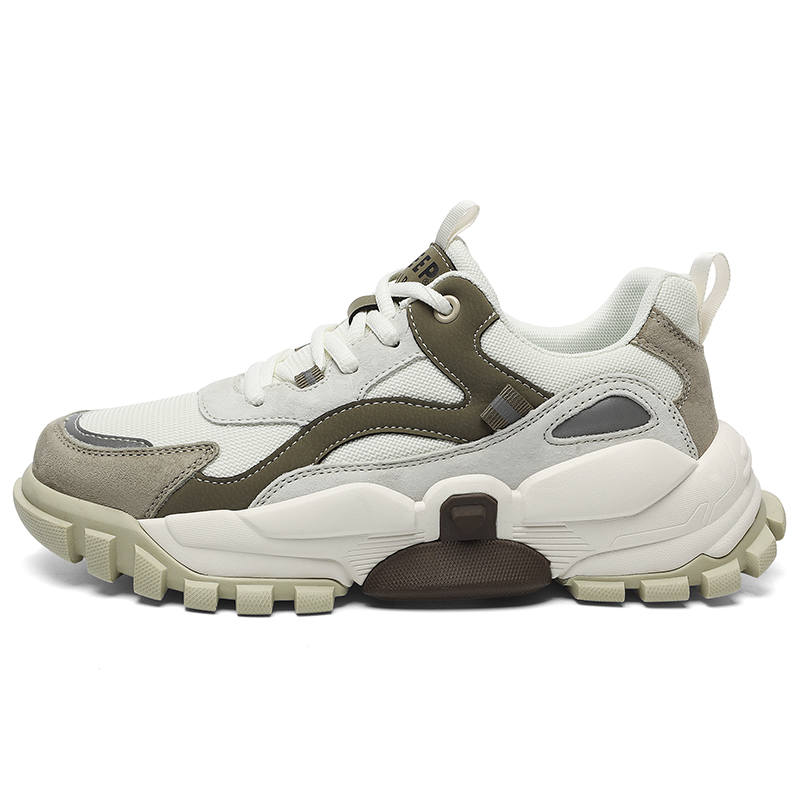 JEEP SPIRIT Casual Men's Shoes Mesh Low top Chunky Sneakers Men's Light Sandy