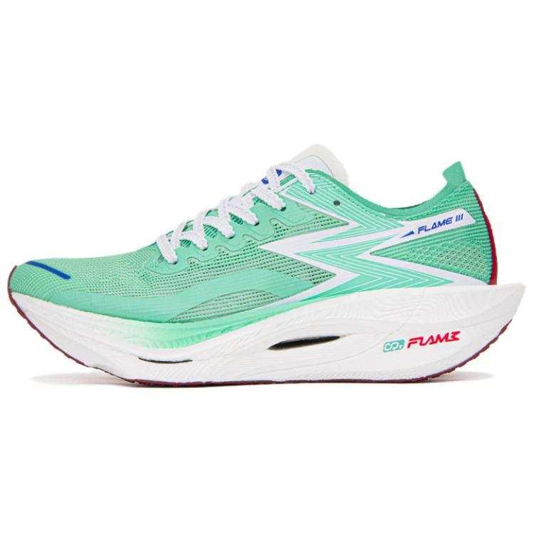 361° Flame 3 Fabric Cushioning Breathable Low top Carbon Plate Marathon Running Shoes Unisex Green White