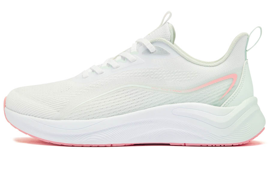 QIAODAN Wind Speed 2.0 Cushioning Slip Resistant Abrasion Resistant Low top Sprint Running Shoes Women's White Green
