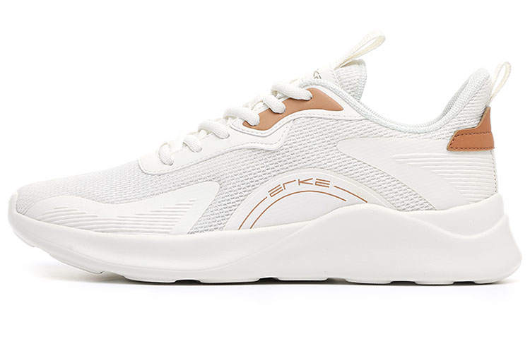 Erke Minimalist Style Breathable, Lightweight, And Abrasion Resistant Low top Running Shoes Men's White Brown