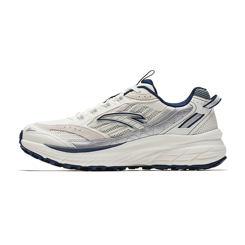 Anta AT957 Textile, Synthetic Leather Low top Casual Running Shoes Men's White Blue Silver