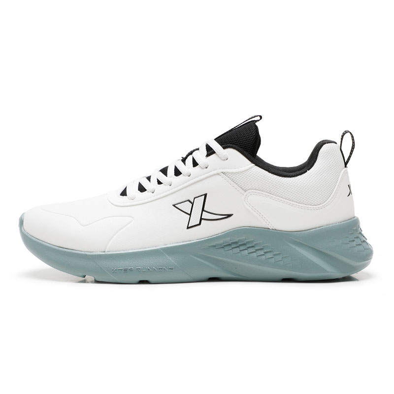 XTEP Slip Resistant Abrasion Resistant Cushioning Low top Casual Running Shoes Men's Sail White Silver Fish Green