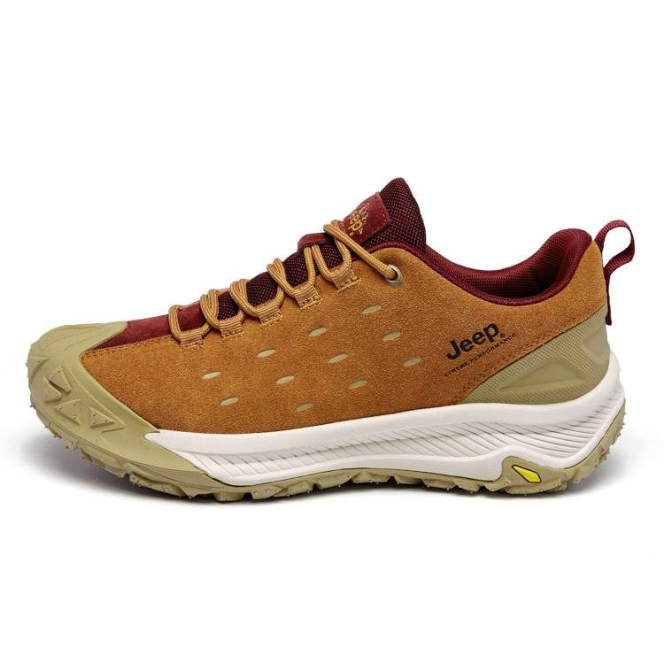 Jeep Cushioning Abrasion Resistant Breathable Lightweight Height Increasing Low top Outdoor Shoes Men's Brown