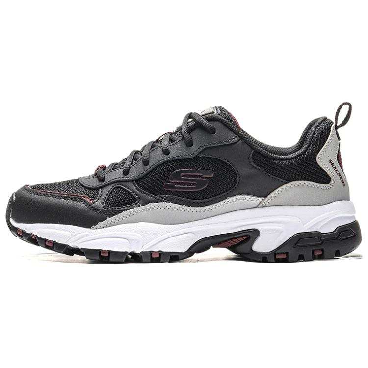 Skechers Synthetic Leather Comfortable Low top Chunky Sneakers Men's Black Gray