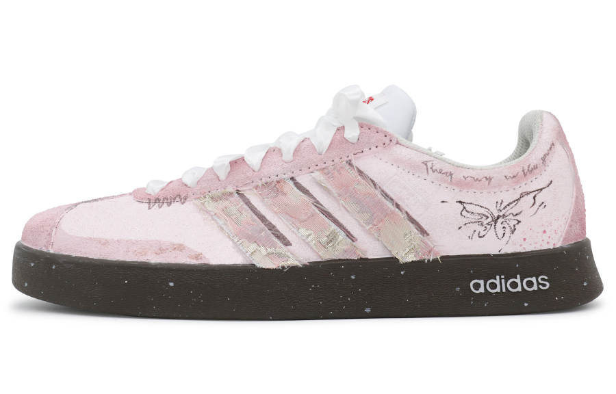 Adidas Neo Vl Court Classic Peach Blossom Slip Resistant Abrasion Resistant Low top Skateboard Shoes Unisex Pink