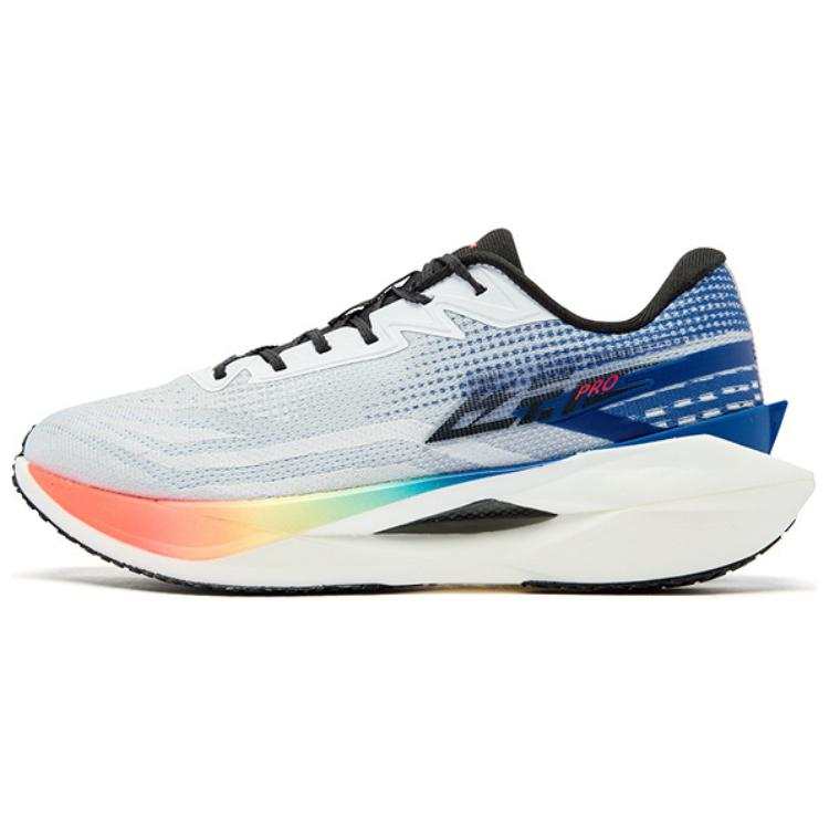 QIAODAN Flying Shadow PRO Slip Resistant Abrasion Resistant Low top Carbon Plate Running Shoes Men's White Blue