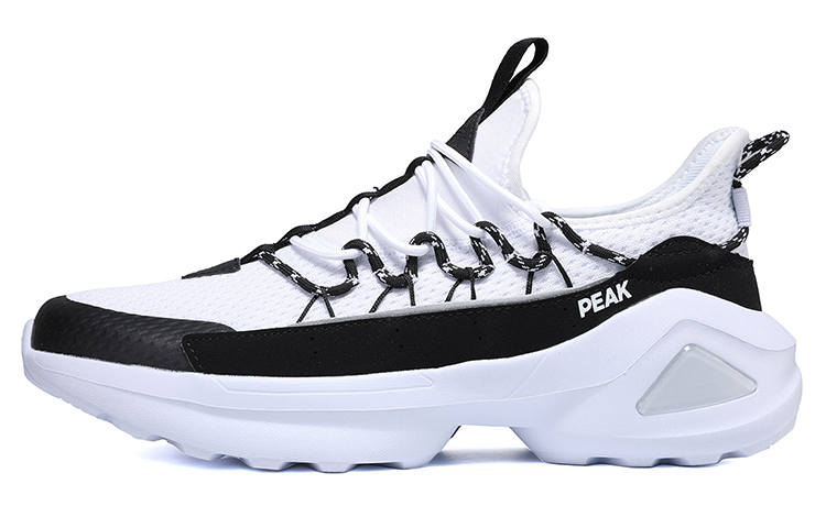 PEAK Fabric Slip Resistant Abrasion Resistant Slip Resistant Abrasion Resistant Low top Running Shoes Men's White Black