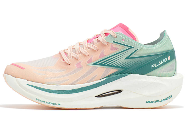 361° Feiran 2 Cushioning Slip Resistant Abrasion Resistant Lightweight Low top Running Shoes Women's Pink Green