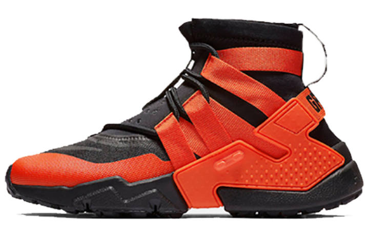 Nike Nike Huarache Gripp Cushioning Lightweight High top Casual Running Shoes Men's Black Red