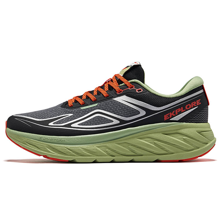 Erke Chiye Slip Resistant Abrasion Resistant Low top Casual Running Shoes Men's Gray Black Green
