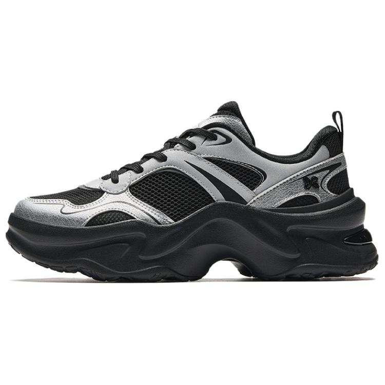 Anta Wear resistant And Lightweight Low top Chunky Sneakers Women's Black Silver