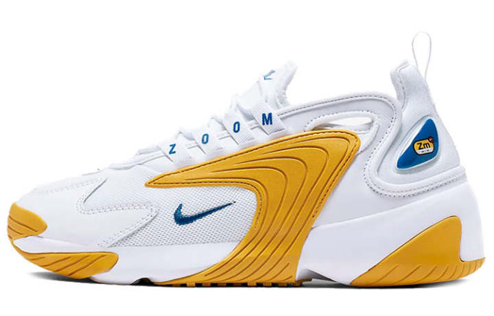 Nike Nike Zoom 2K Lace Up Cushioning Slip Resistant Cushioning Slip Resistant Low top Running Shoes Women's White Yellow