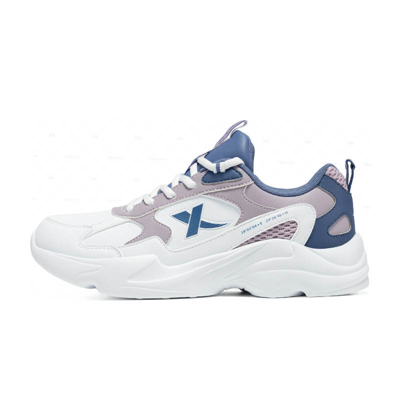 XTEP Abrasion Resistant Cushioning Low top Casual Running Shoes Women's New White Bellflower Purple Blue